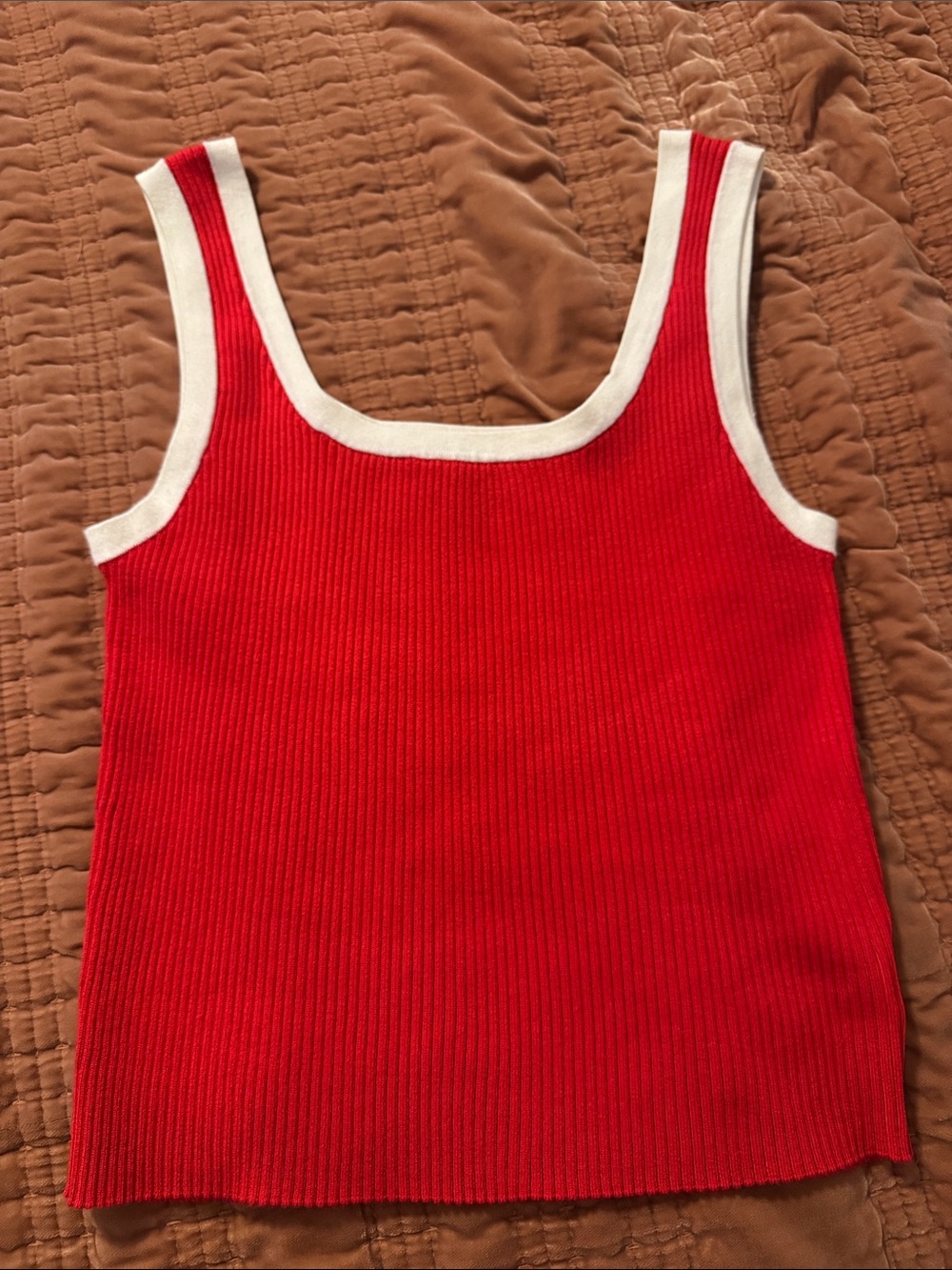 H&M Red Ribbed Tank with White Trim